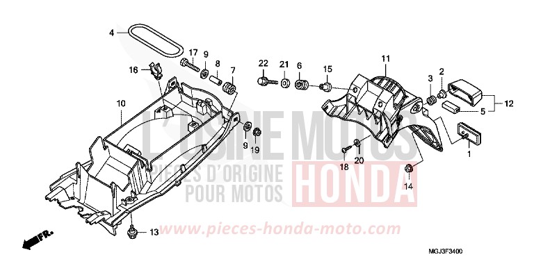 GARDE-BOUE ARRIERE de CBF1000F ABS PEARL SIENA RED (R320) 2011
